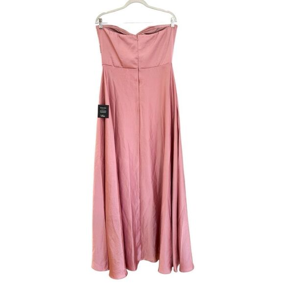 NWT Lulus Real Romantic Light Rose Satin Strapless Maxi Dress Size L - Picture 7 of 7